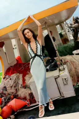 Shona Joy Camille Cross Back Midi Dress Blue Size 8 for rent on The Volte - image 2