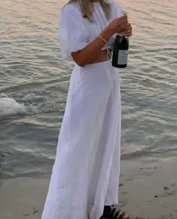 Sir the Label Franc Puff Sleeve Midi Dress White Size 0 / AU 6 for rent on The Volte - image 2