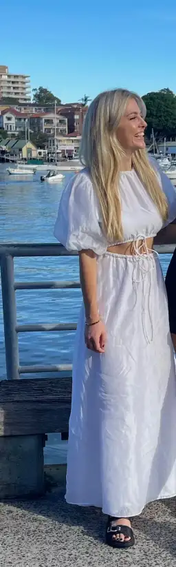 Sir the Label Franc Puff Sleeve Midi Dress White Size 0 / AU 6 for rent on The Volte - image 3