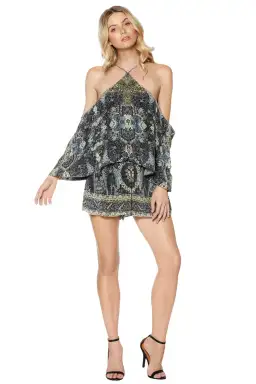 Camilla Constantinople Halter Layered Playsuit Print Size 2