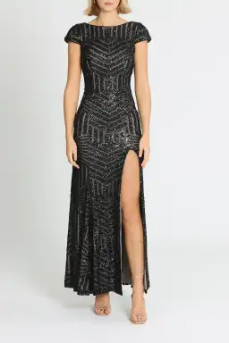 L'amour Karla Sequin Gown Black Size AU 14 for rent on The Volte - image 1