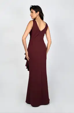 Frank Lyman Montreal Draped Waist Long Dress Bordeaux Size AU 12 for rent on The Volte - image 2