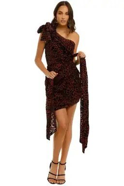 Misha Collection Moxie Dress Red Leopard Burgundy Size AU 12