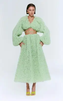 Selezza London Mercy Cardigan and Vesper Midi Skirt Set Green Size S/AU 8