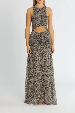 Misha Hermione Dress Meadow Floral Black Multi Print Size 14