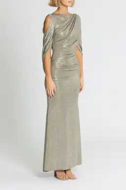 Montique Lana Metallic Gown Gold Size 10 for rent on The Volte - image 2