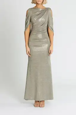 Montique Lana Metallic Gown Gold Size 10 for rent on The Volte - image 1