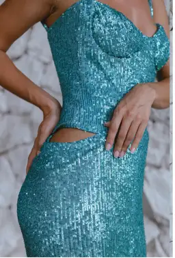 Adri The Ariel Gown Blue Sequin Size 8 for rent on The Volte - image 4