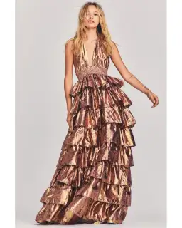 LoveShackFancy Bexlie Maxi Halter Dress Floral Size S / AU 8