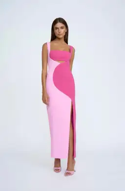 By Johnny Caterina Two Tone Curve Midi Dress Pink Size 8 for rent on The Volte - image 1