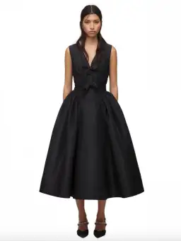 Self Portrait Bow-Detail V-Neck Dress Black Size AU 10 for rent on The Volte - image 1
