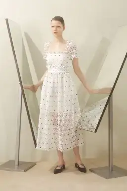 Self Portrait Guipure Hibiscus Midi Dress Ivory Size AU 12