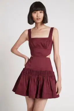 Aje Audette Pleated Mini Dress Burgundy Size 10 for rent on The Volte - image 2
