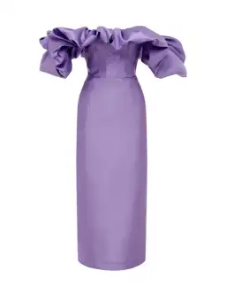 Alemais Suzi Off Shoulder Midi Dress Violet Size 8 for rent on The Volte - image 8