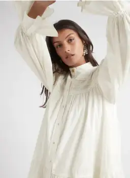 Aje Salita Longsleeve Broderie Smock Dress Ivory Size 10 for rent on The Volte - image 6