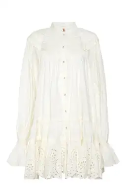 Aje Salita Longsleeve Broderie Smock Dress Ivory Size 10 for rent on The Volte - image 4