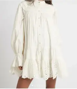 Aje Salita Longsleeve Broderie Smock Dress Ivory Size 10 for rent on The Volte - image 3