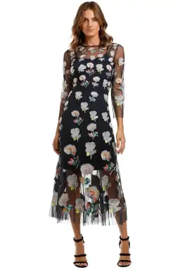 Moss and Spy Monet Dress Ink Multi Florals Multi Navy Size 12 for rent on The Volte - image 1