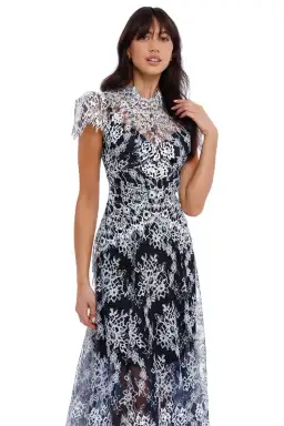 Moss and Spy Natalie Dress Midnight White Navy Size 8 for rent on The Volte - image 2