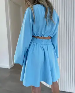 Mossman Long Sleeve Mini Dress Blue Size AU 6 for rent on The Volte - image 3