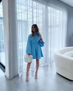 Mossman Long Sleeve Mini Dress Blue Size AU 6 for rent on The Volte - image 1