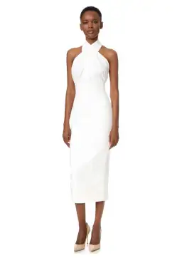 Misha Vedette Halter Midi Dress White Size 6 for rent on The Volte - image 1