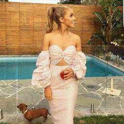 ASILIO Candy Eyed Dress Pink White Stripe size 6