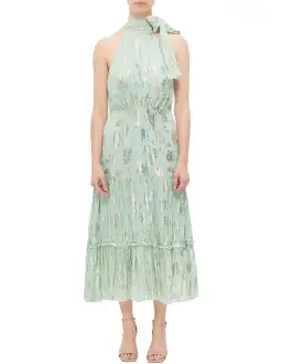 Rixo Valerie Silk Midi Dress Metallic Mint Size  for rent on The Volte - image 1