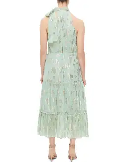 Rixo Valerie Silk Midi Dress Metallic Mint Size  for rent on The Volte - image 2