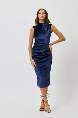 Bianca And Bridgett Velvet Midi Length Dress In Navy Size 16 for rent on The Volte - image 3