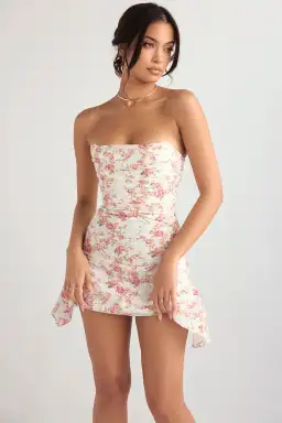 House Of Cb Jasmine Draped Corset Mini Dress Rose Print Size 6  for rent on The Volte - image 2