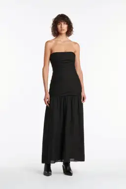Sir the Label Clemence Gathered Midi Dress Black Size 0 / AU 6 for rent on The Volte - image 1