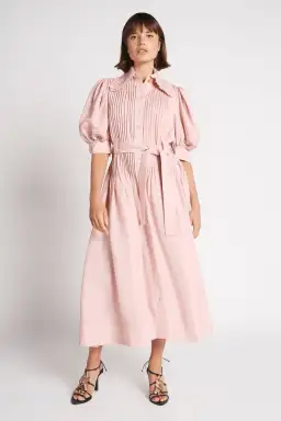 Aje Madeleine Belted Midi Dress Dusty Pink Size 16 for rent on The Volte - image 1