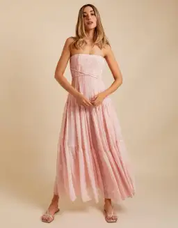 Lover Marigold Pleated Maxi Dress Pink Size 8 for rent on The Volte - image 2