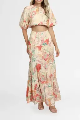 Significant Other Salvador Top and Skirt Set Picnic Peonies Multi Print Size 12