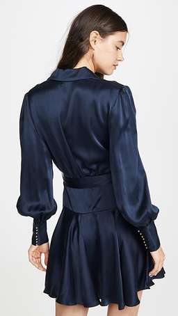 Zimmerman Silk Wrap Mini Dress Blue Size 14