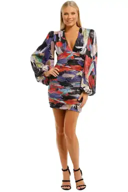 Rebecca Vallance Belladonna LS Mini Dress Print Multi Print Size 12 for rent on The Volte - image 1