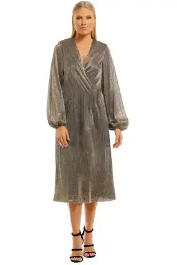 Rebecca Vallance Rivero LS Midi Dress Gold Size 6 for rent on The Volte - image 1