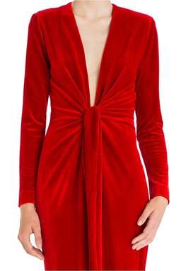 Carla Zampatti Flame Velvet Dress Red Size 8 for rent on The Volte - image 4