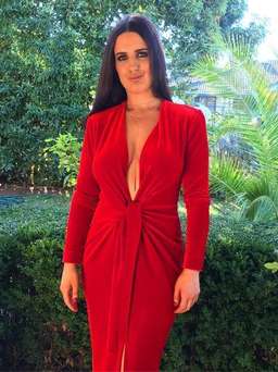 Carla Zampatti Flame Velvet Dress Red Size 8 for rent on The Volte - image 5