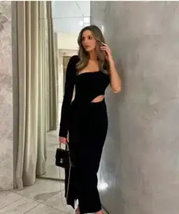 Sir the Label Manifesto Sleeve Midi Dress Black Size 10 for rent on The Volte - image 8