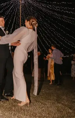 Solace London Ziya Puff Sleeve Evening Dress Ivory Size 8 for rent on The Volte - image 3