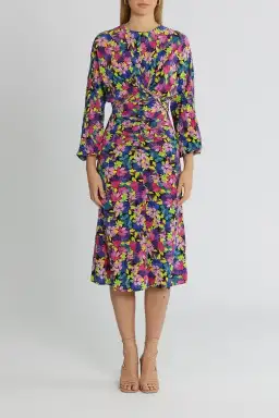 Rebecca Vallance La Isla Bonita Midi Dress Multi Print Size 10