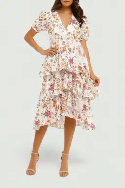 Talulah Jasmine Vines Midi Dress Jasmine Vines Multi Print Size 8  for rent on The Volte - image 1