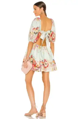 Zimmermann The Mae Cut Out Mini Dress in Mint Florasize 3 /Au  for rent on The Volte - image 2
