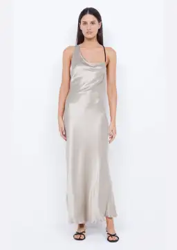 Bec & Bridge Farah Cowl Maxi Dress Oyster/Black Size 8