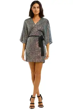 Winona Fantasia Wrap Dress Blue Multi Size 10