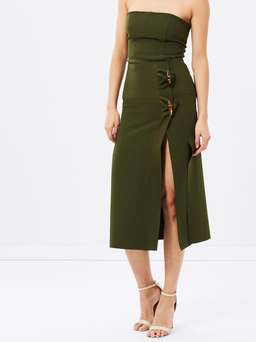 Christopher Esber Dual Knot Resin Dress Khaki Size 6 for rent on The Volte - image 1