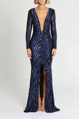 Ae'lkemi  Art Deco Sequin Gown Navy Size 10 for rent on The Volte - image 1