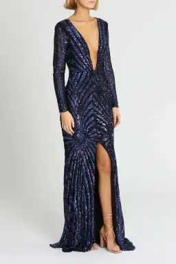 Ae'lkemi  Art Deco Sequin Gown Navy Size 10 for rent on The Volte - image 2